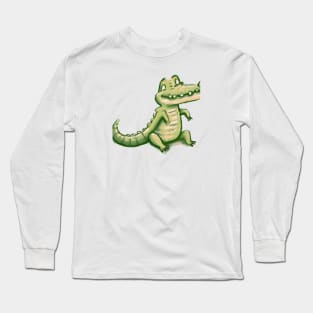 Cute Crocodile Drawing Long Sleeve T-Shirt